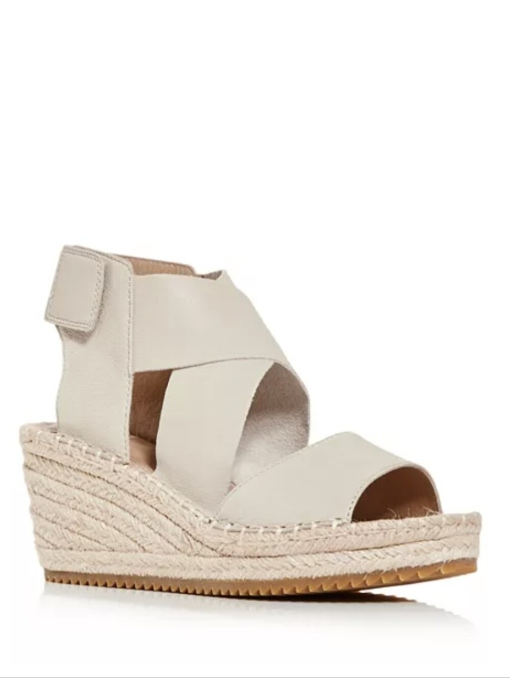 Eileen Fisher Willow Platform Cream Cross-Strap Espadrille Wedge Sandals 7.5